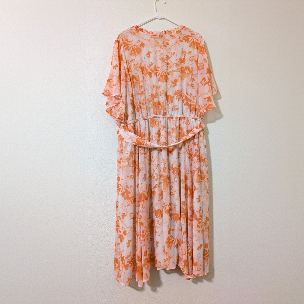 Torrid Dress Sz 4 Floral Chiffon Pintuck Ruffle Neck Plus Size - Picture 3 of 4